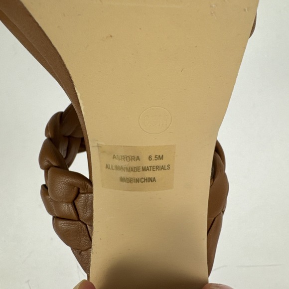 Cushionaire 4" Heel Slide Sandal Women's Size 6.5 Open Square Toe Brown‎ Braided - Picture 9 of 10